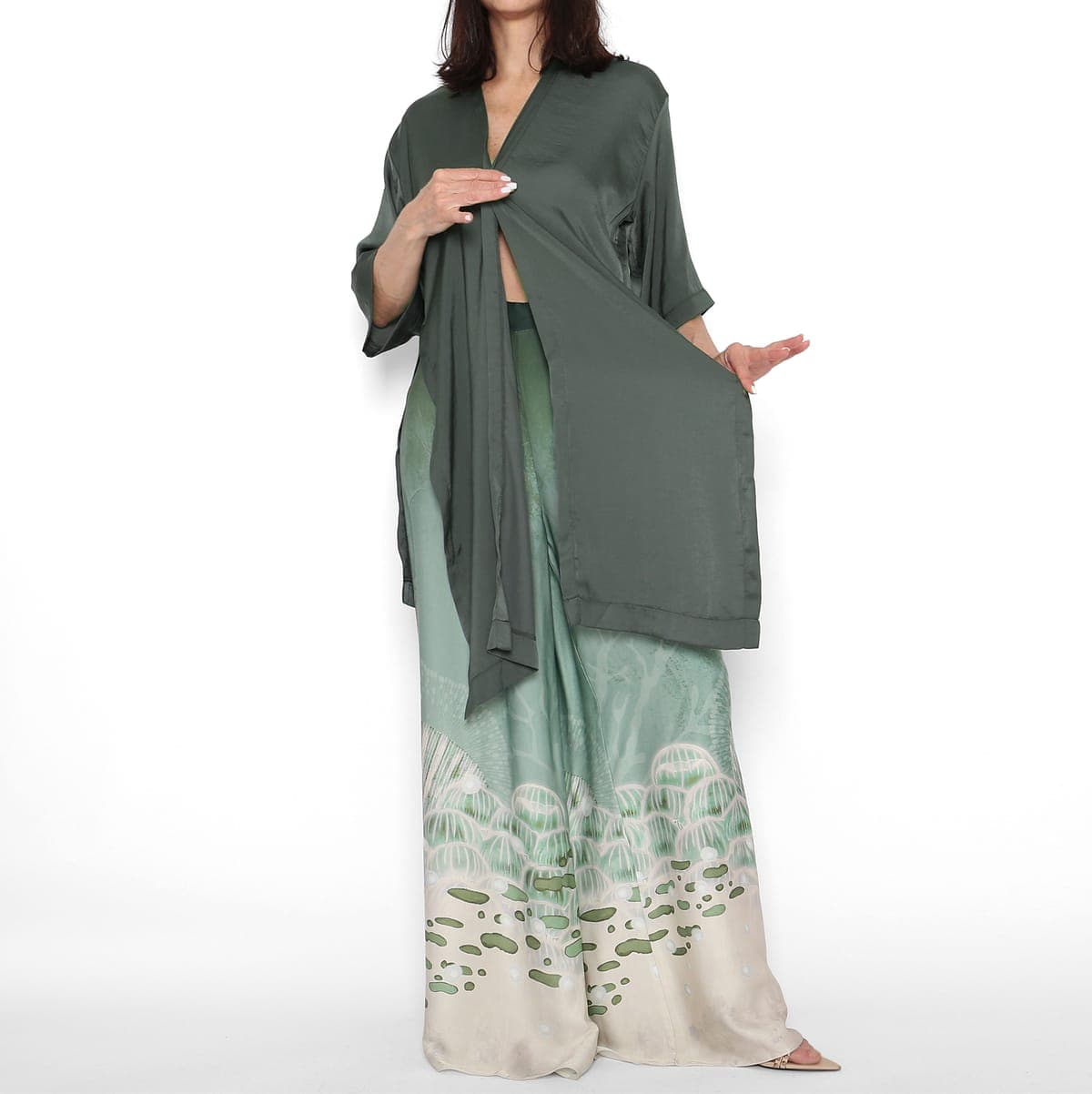Kimono Satinado Caqui — foto 2
