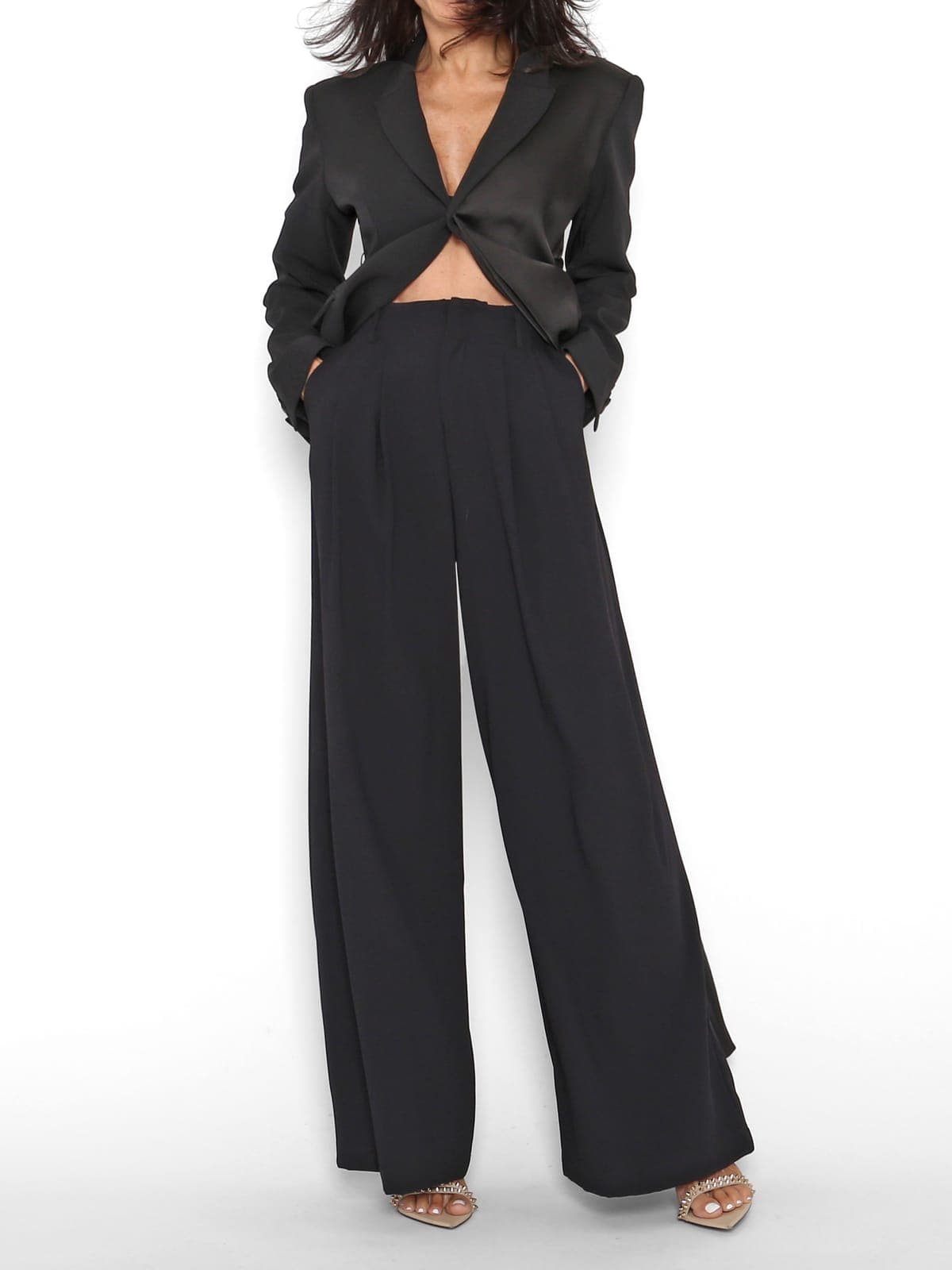 Pantalón Fluido Pinzas Negro — foto 2