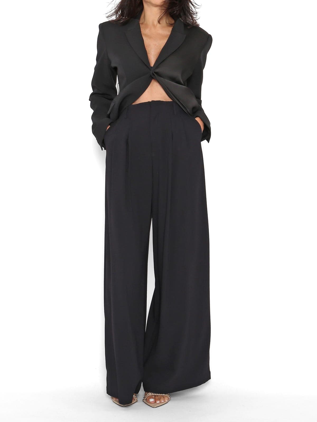 Pantalón Fluido Pinzas Negro — foto 3