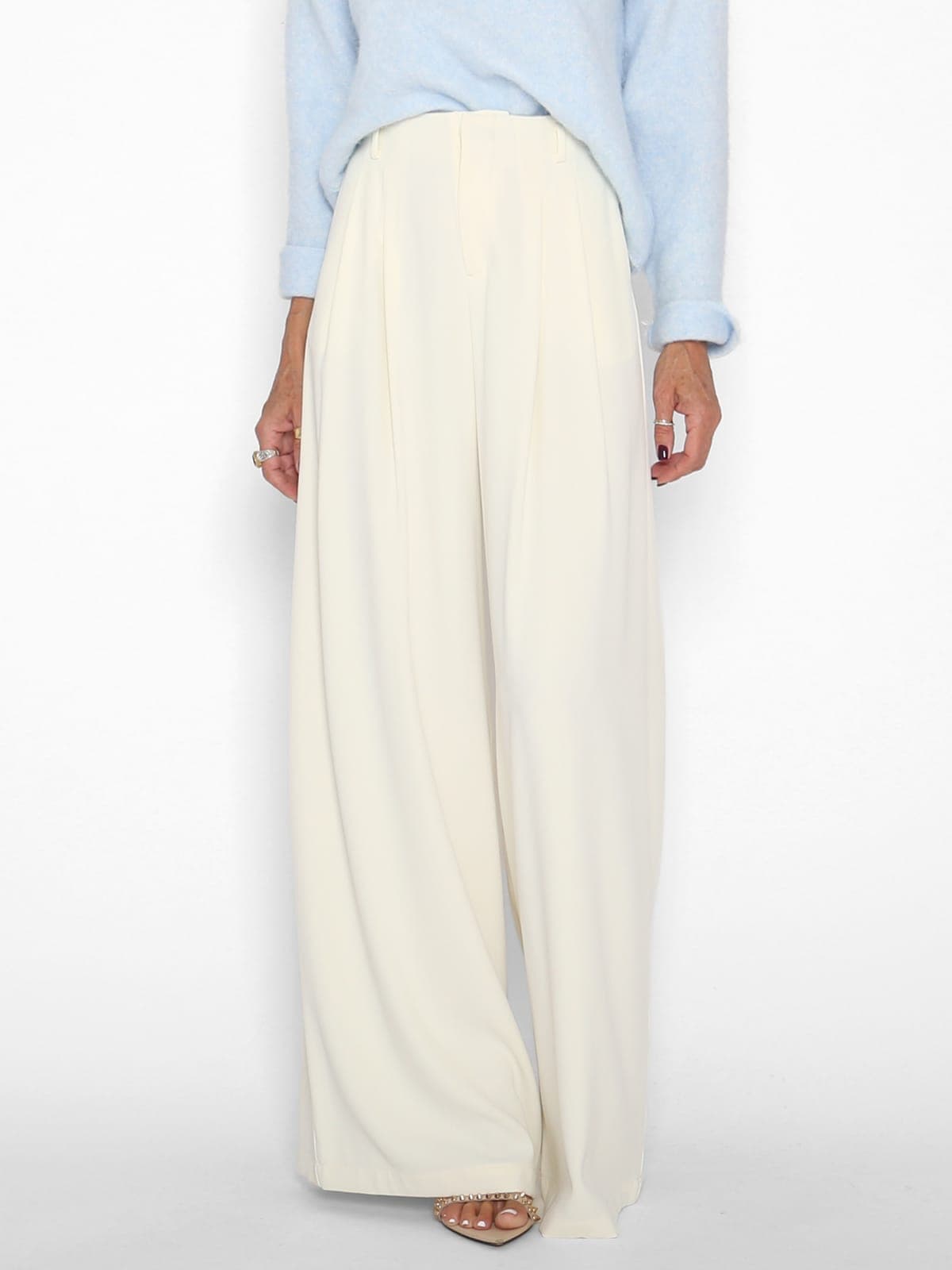 Pantalón Fluido Pinzas Blanco