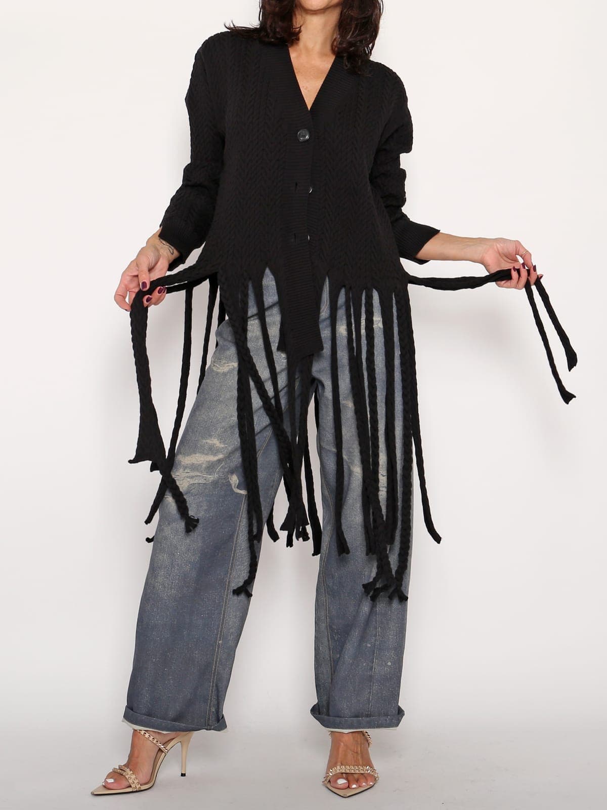 Chaqueta Flecos Negra