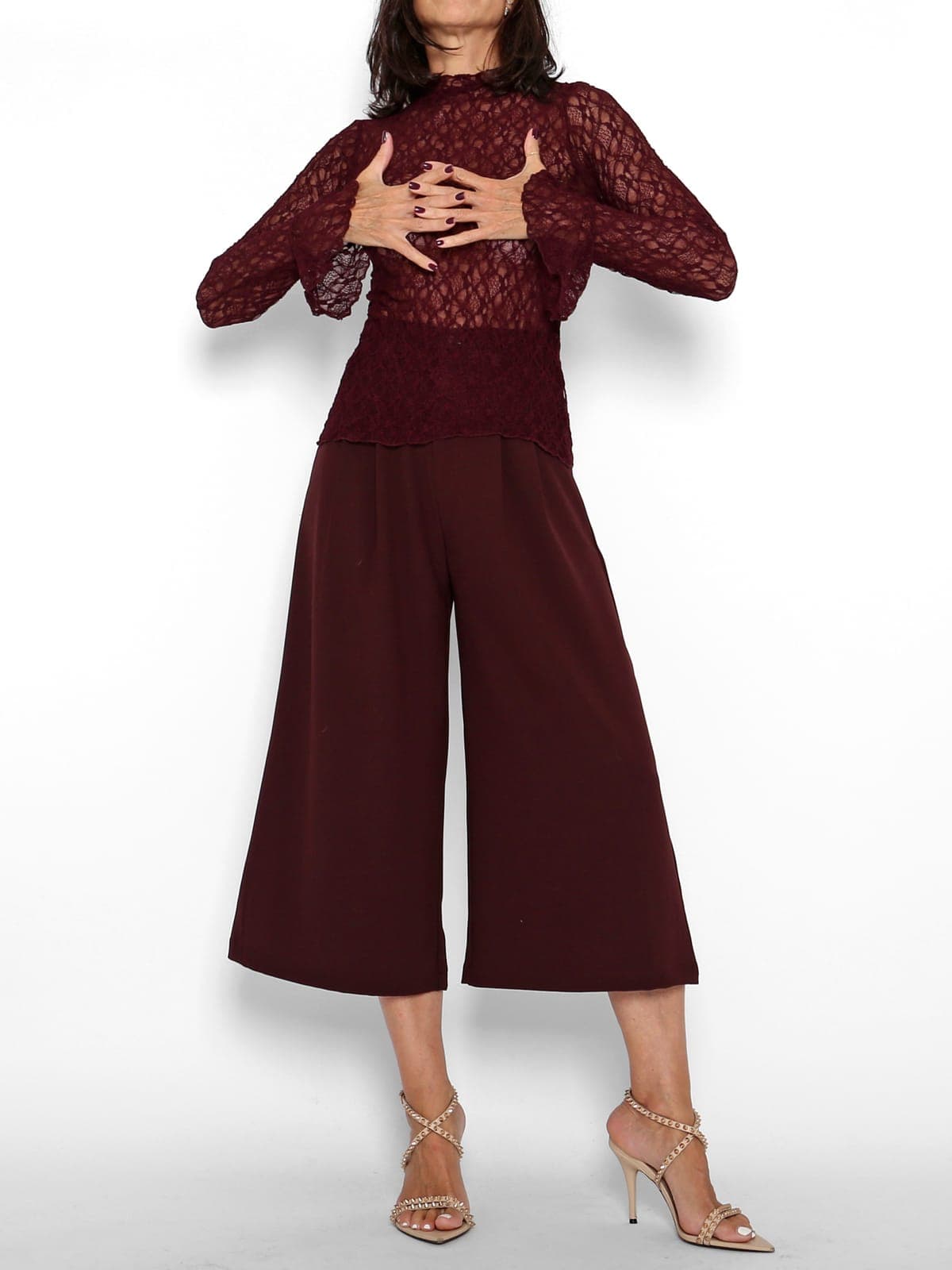 Pantalón Pinzas Capri Berenjena — foto 4