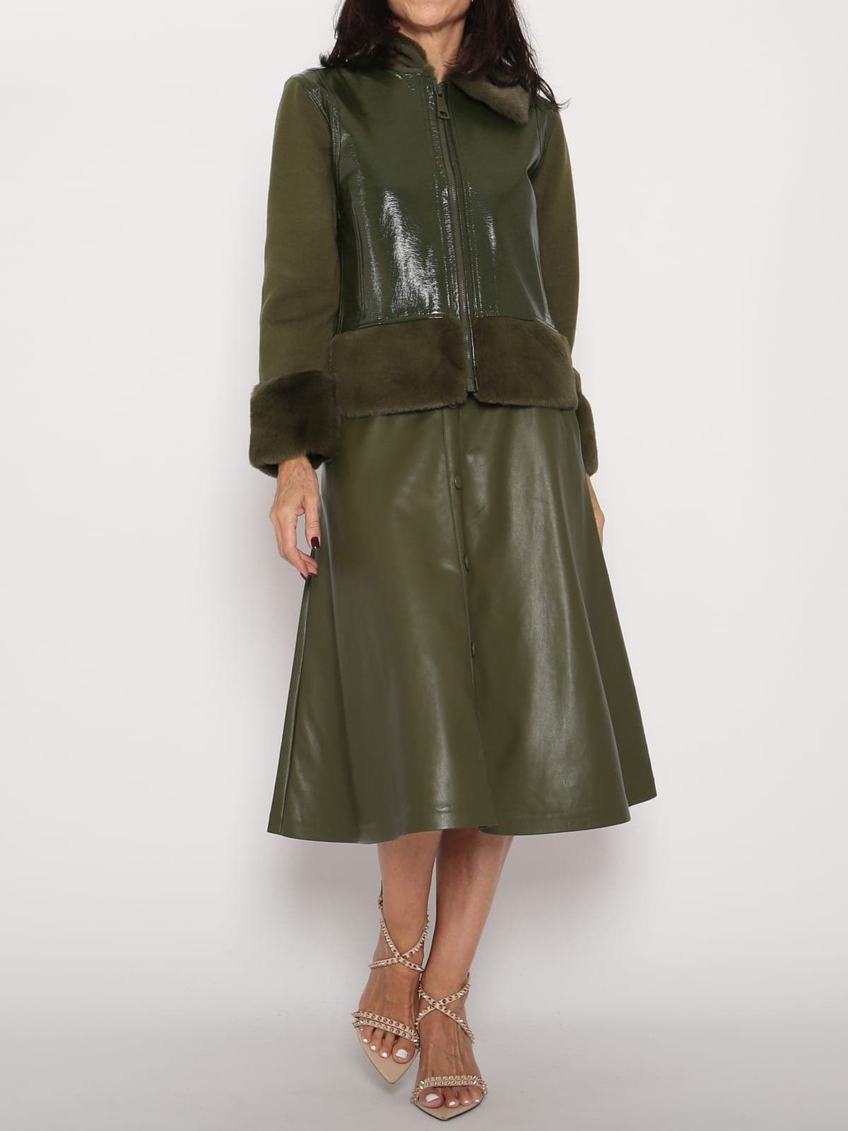 Chaqueta Punto Ecopiel Caqui — foto 2