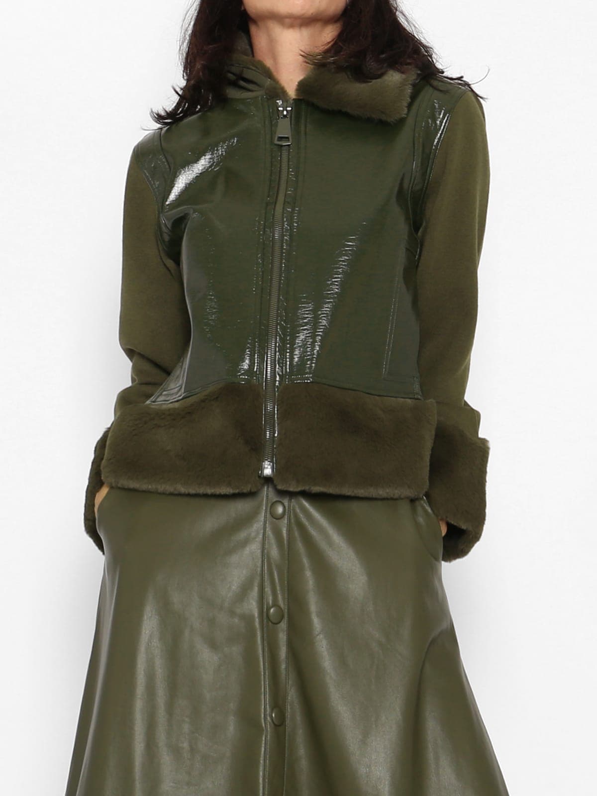 Chaqueta Punto Ecopiel Caqui — foto 3